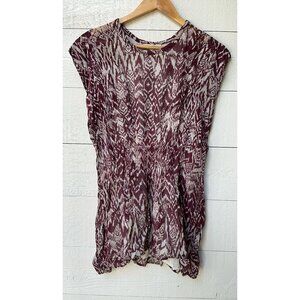IRO Cantela Ikat Printed Mini Tunic Dress Kimono Smocked S-36